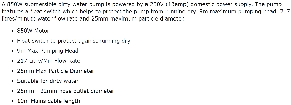 משאבת מים חשמלית SIP SUB 06881 PDF